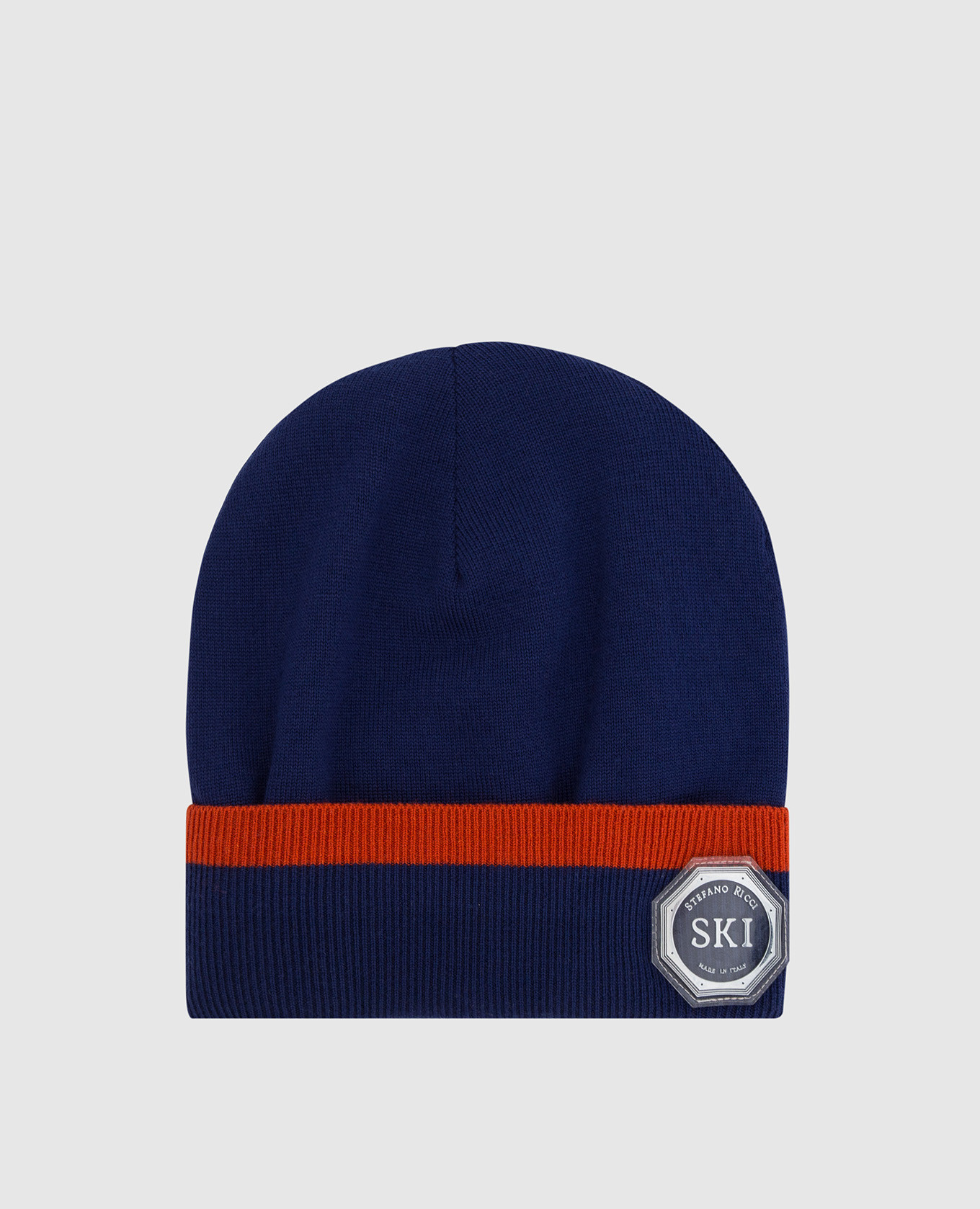 

Детская шапка из шерсти с патчем, Синий, Шапки