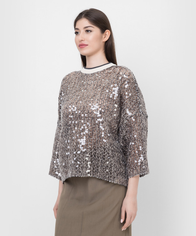 Brunello Cucinelli Свитер в узор с пайетками M3YR02500 изображение 3