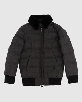 Stefano Ricci Детская серая куртка из шерсти с мехом YAJ8400020HC4QDR