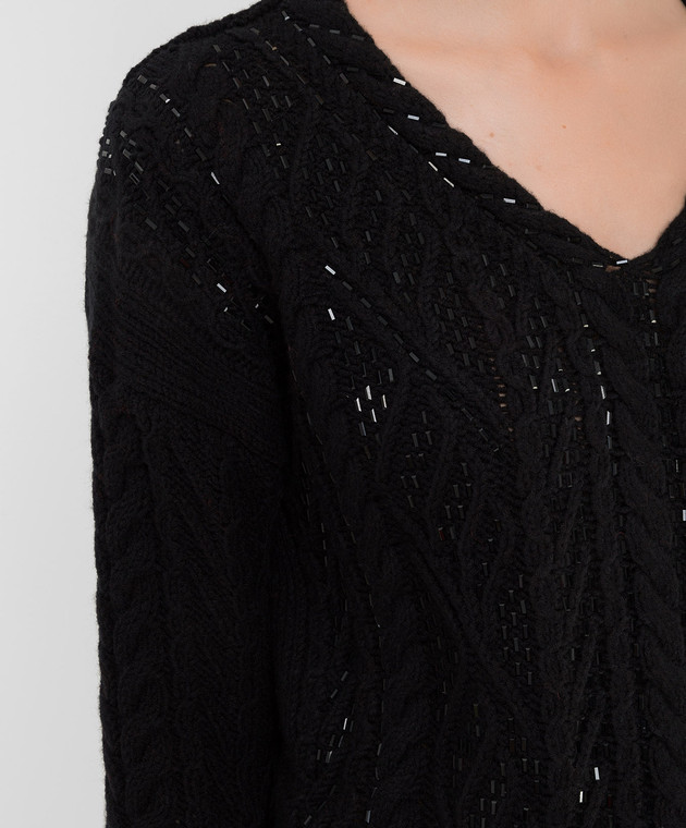 Ermanno Scervino Черный пуловер с кристаллами D395M303CTHSK изображение 5