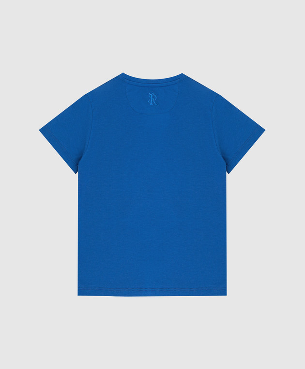Stefano Ricci Детская синяя футболка с вышивкой YNH9200550803 изображение 2