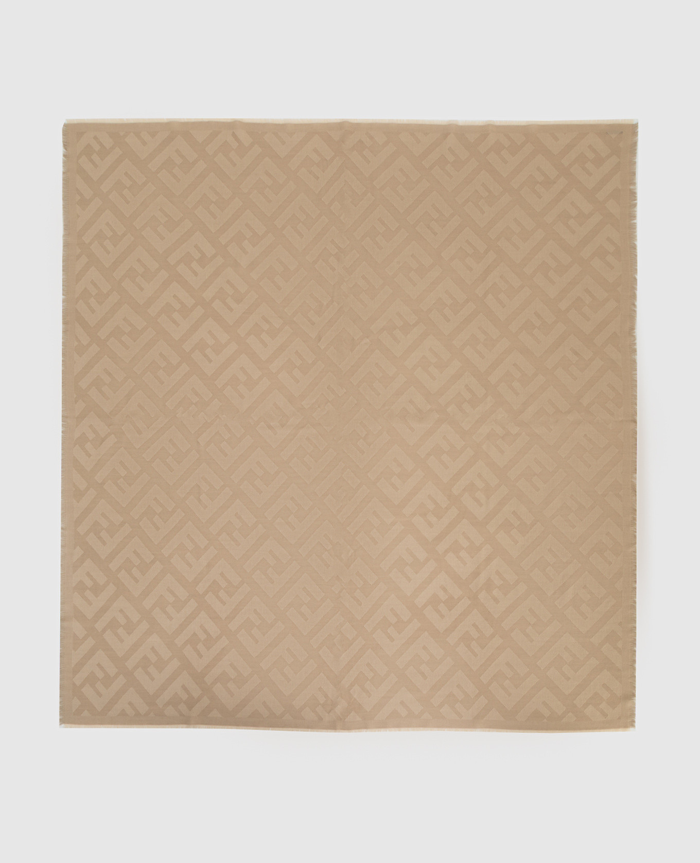 

Бежевая шаль из шерсти и кашемира в узор Fendi, Бежевый, Шарфы