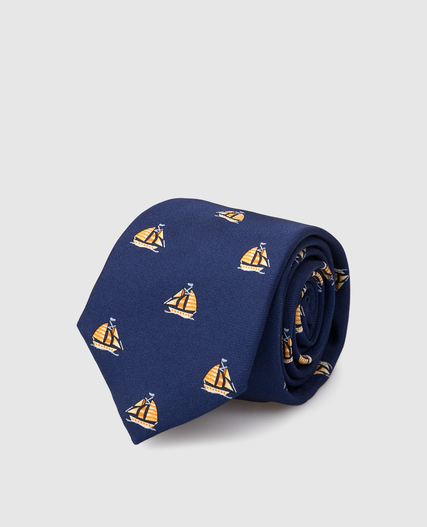 Детский темно-синий шелковый набор из галстука и платка-паше в узор