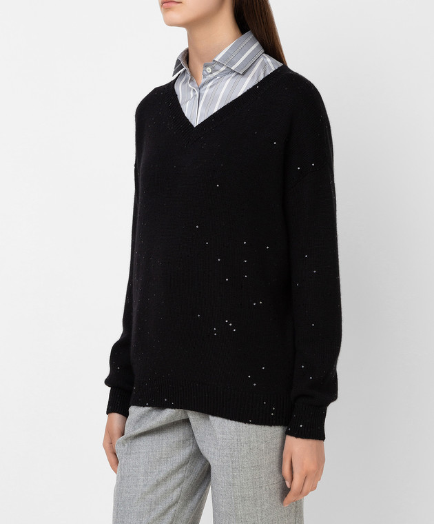 Brunello Cucinelli Пуловер из кашемира и шелка в пайетках M73539902 изображение 3