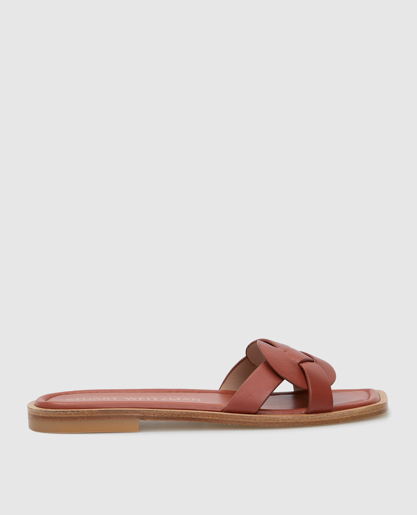 

Кожаные шлепанцы с плетением Stuart Weitzman, Коричневый, Шлепанцы