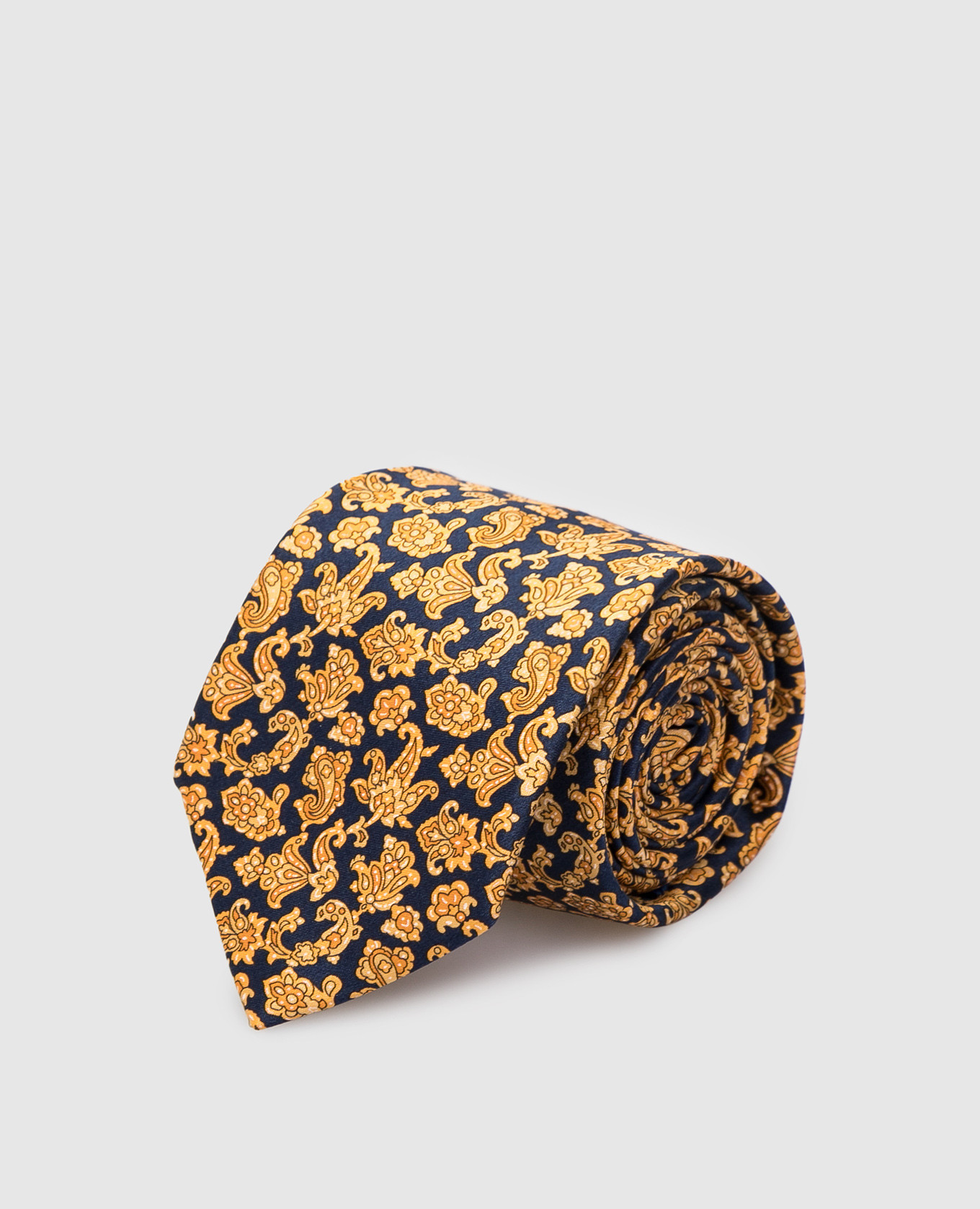 Детский шелковый желтый набор из галстука и платка-паше в узор