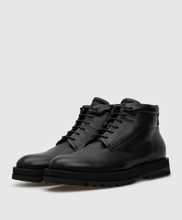 Gianfranco Butteri Черные кожаные ботинки на меху 35068 изображение 3