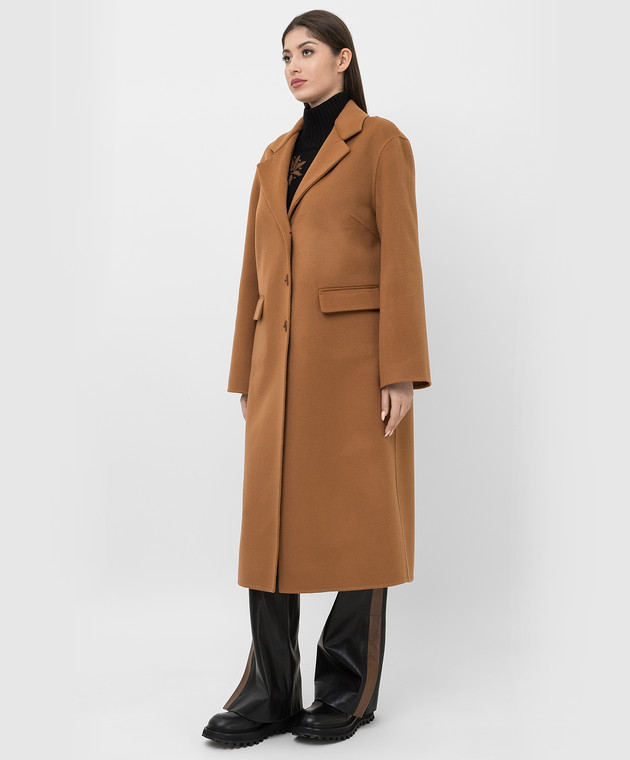Ermanno Scervino Светло-коричневое пальто из шерсти D396D707DDT изображение 3