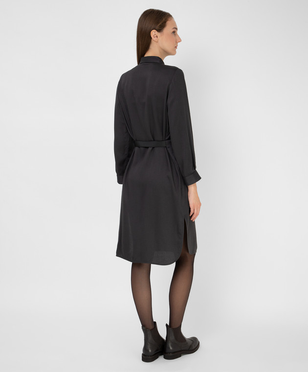 Peserico Темно-серое платье-рубашка с разрезами S02008A02686 изображение 4