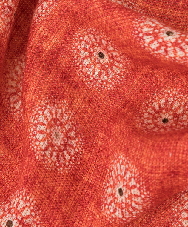 Brunello Cucinelli Терракотовый льняной платок в узор MQ8500091 изображение 5