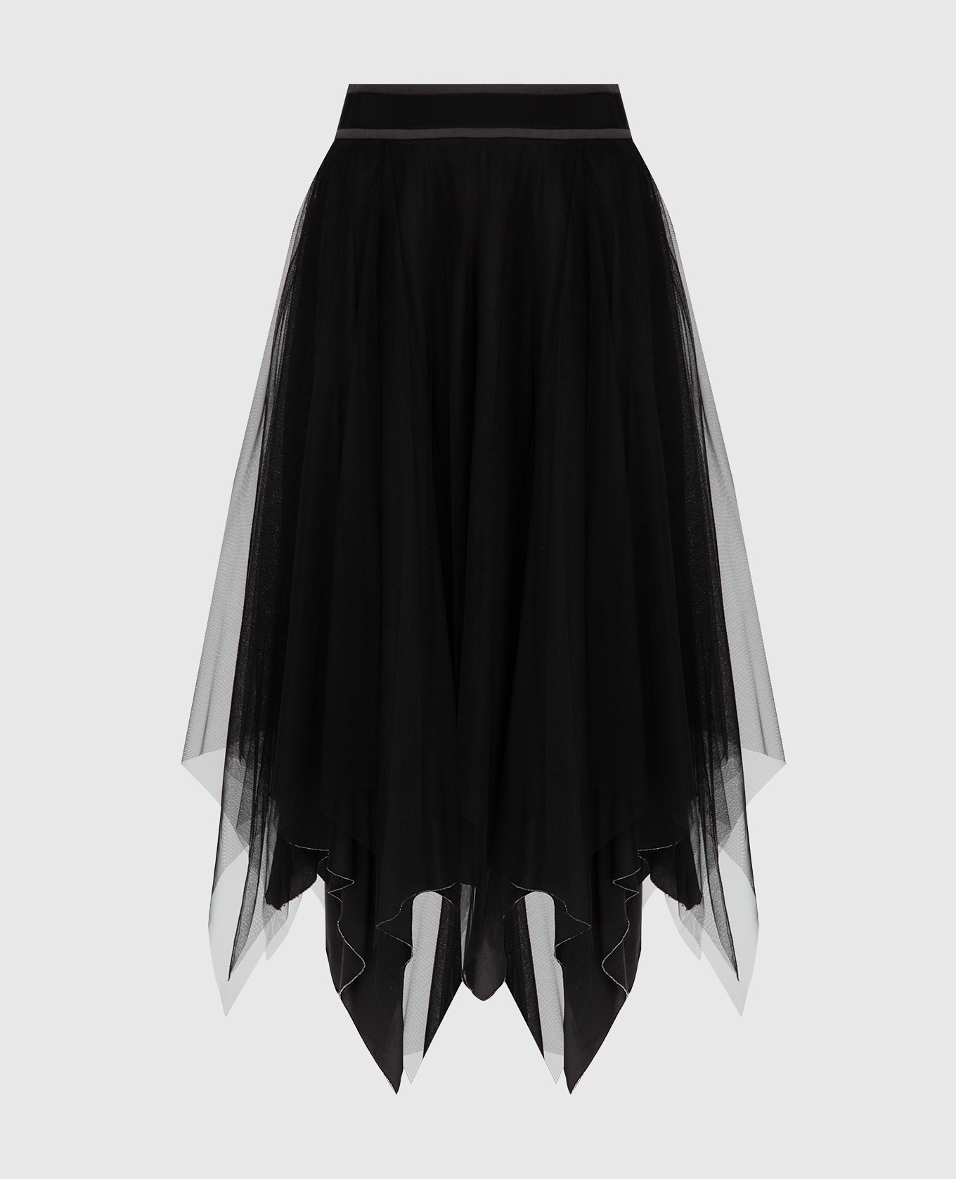 Черная юбка с цепочкой и ассиметрией