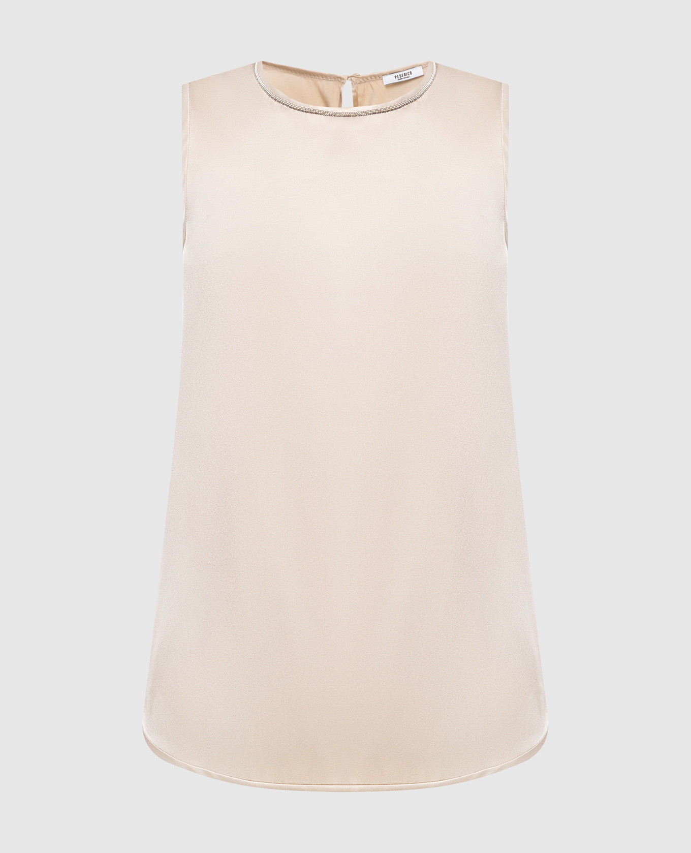 Light beige silk top with chains