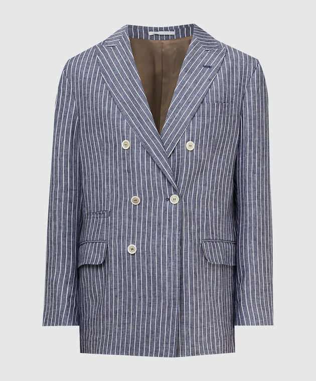 Brunello Cucinelli Striped linen double-breasted blazer MW4297BPD