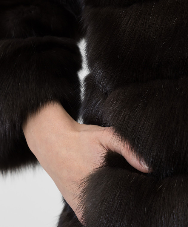 Real Furs House Темно-коричнева шуба з хутра соболя 24510z зображення 5