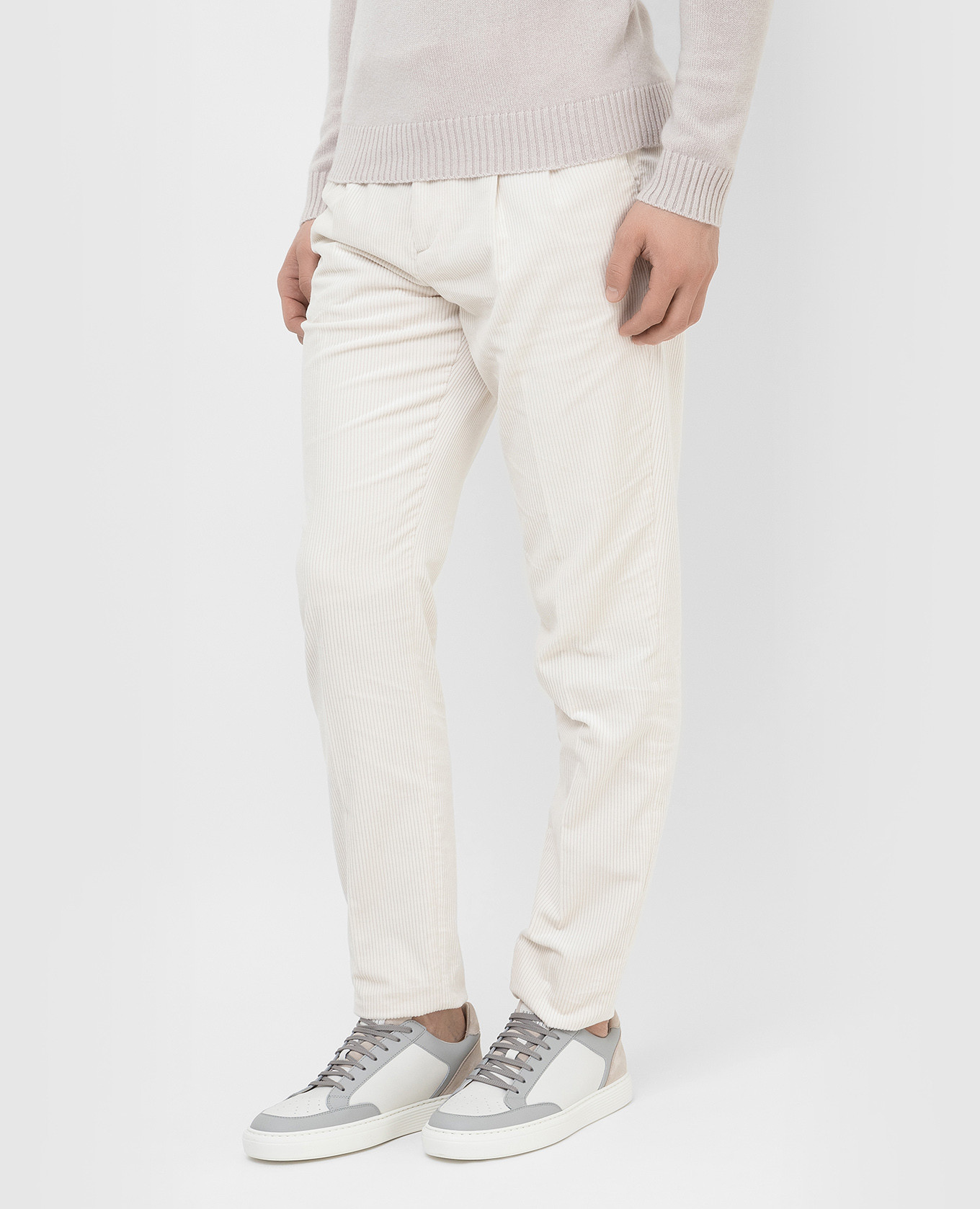 Brunello Cucinelli Светло-бежевые вельветовые брюки ME233E1920 изображение 3