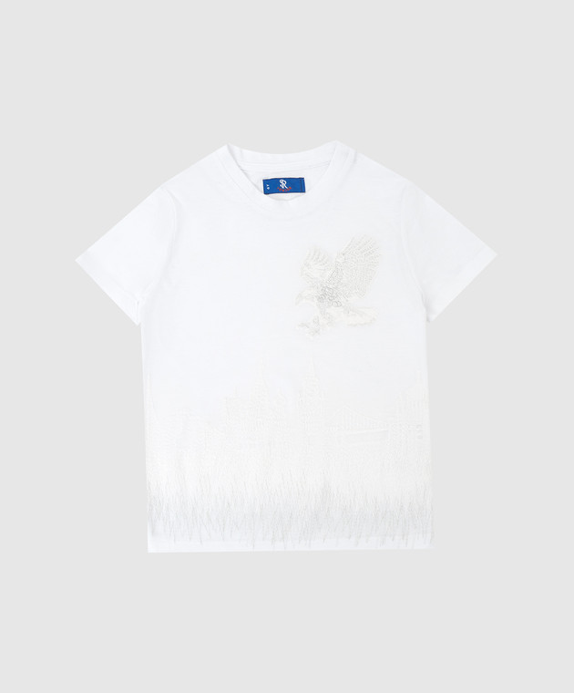 Stefano Ricci Детская белая футболка с вышивкой YNH84001MS803