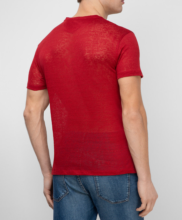 ISAIA Красная футболка из льна MC0154J0103 изображение 4