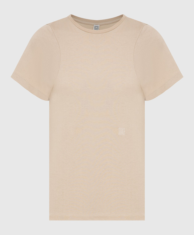 Toteme Светло-бежевая футболка с вышивкой  214439770