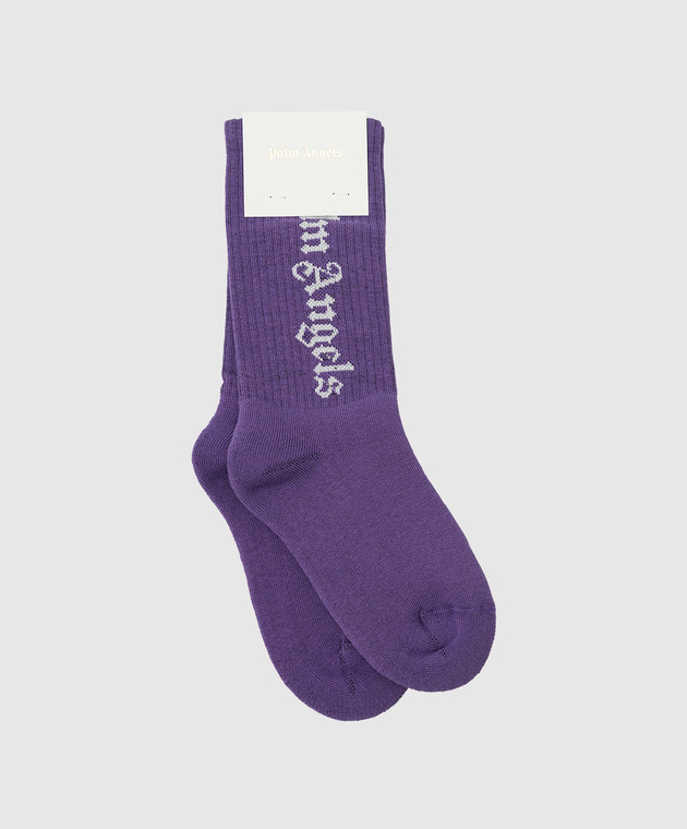 Palm Angels Детские фиолетовые носки с узором логотипа PGRA001F21KNI001