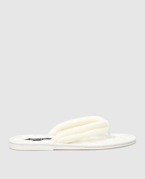 Tom Ford Белые кожаные шлепанцы с бархатными ремешками W2921NTVE011