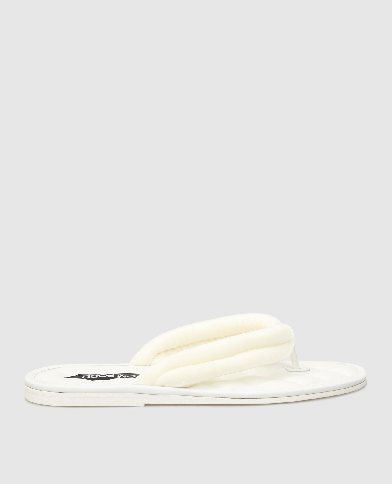 Белые кожаные шлепанцы с бархатными ремешками