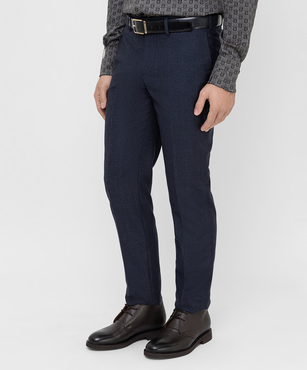 Brunello Cucinelli Темно-синие брюки из шерсти ME244I1770 изображение 3