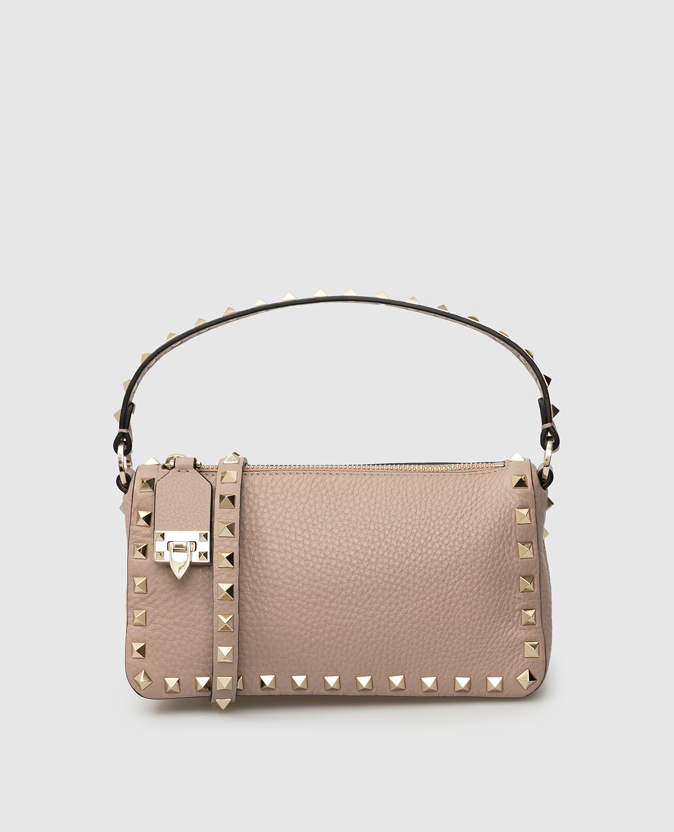 

Темно-бежевая сумка Rockstud из зернистой телячьей кожи Valentino, Бежевый, Сумки