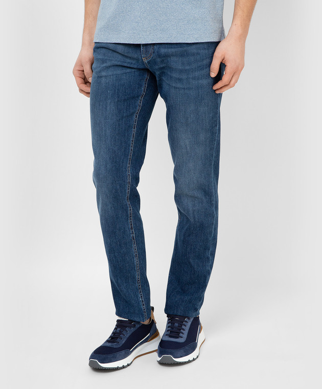 Brunello Cucinelli Синие джинсы с эффектом потертости ME246D2210 изображение 3