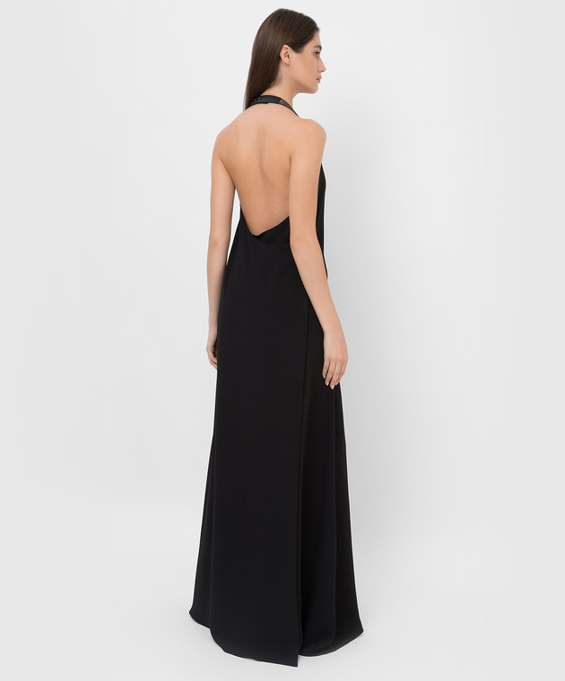 Brunello Cucinelli Чорна сукня з розрізом і драпіруванням MA029A4551 зображення 4