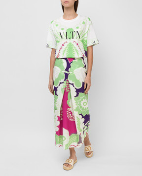 Valentino Зеленая юбка в цветочный принт VB3RA7F267T