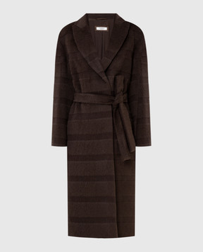 Peserico Темно-коричневое пальто из альпаки и шерсти S20045A03197