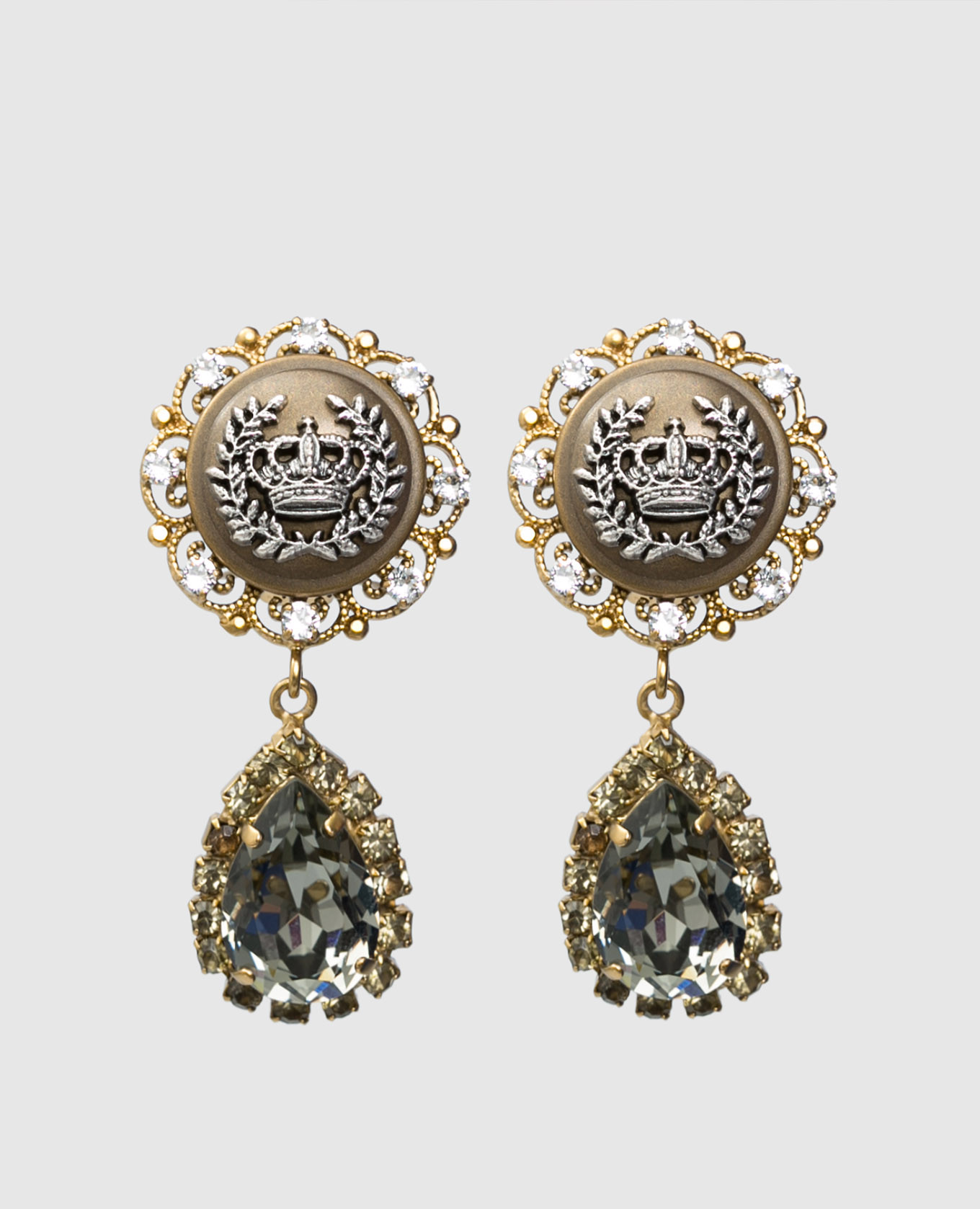 

Золотистые клипсы с кристаллами, Золотистый, Серьги и клипсы