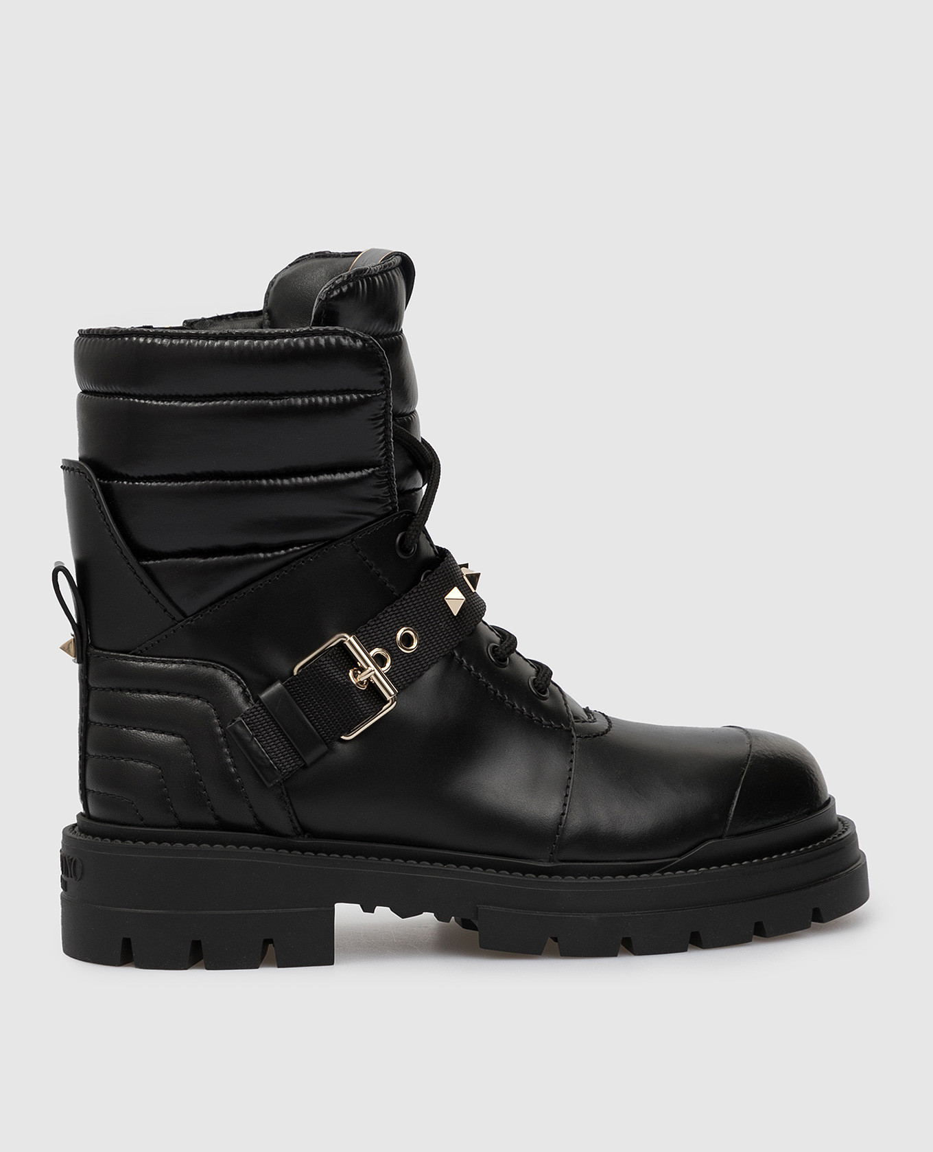 

Кожаные сапоги Rockstud с логотипом, Черный, Сапоги