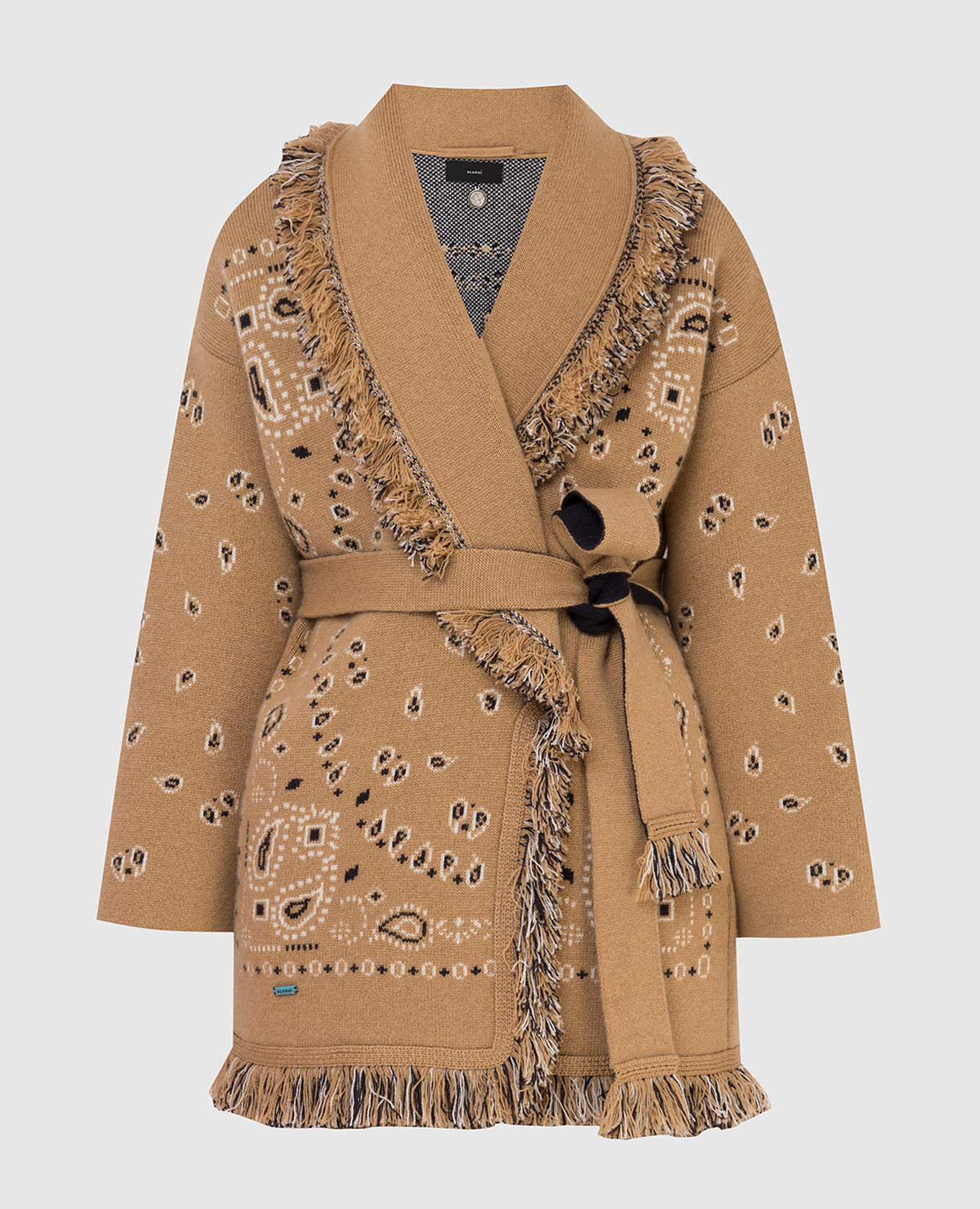 

Бежевый кардиган из кашемира в узор пейсли, Кардиганы