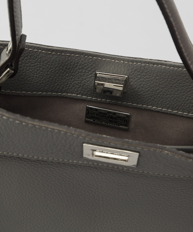 Gianni Notaro Dollaro Gray Leather Mini Bag 492 image 4