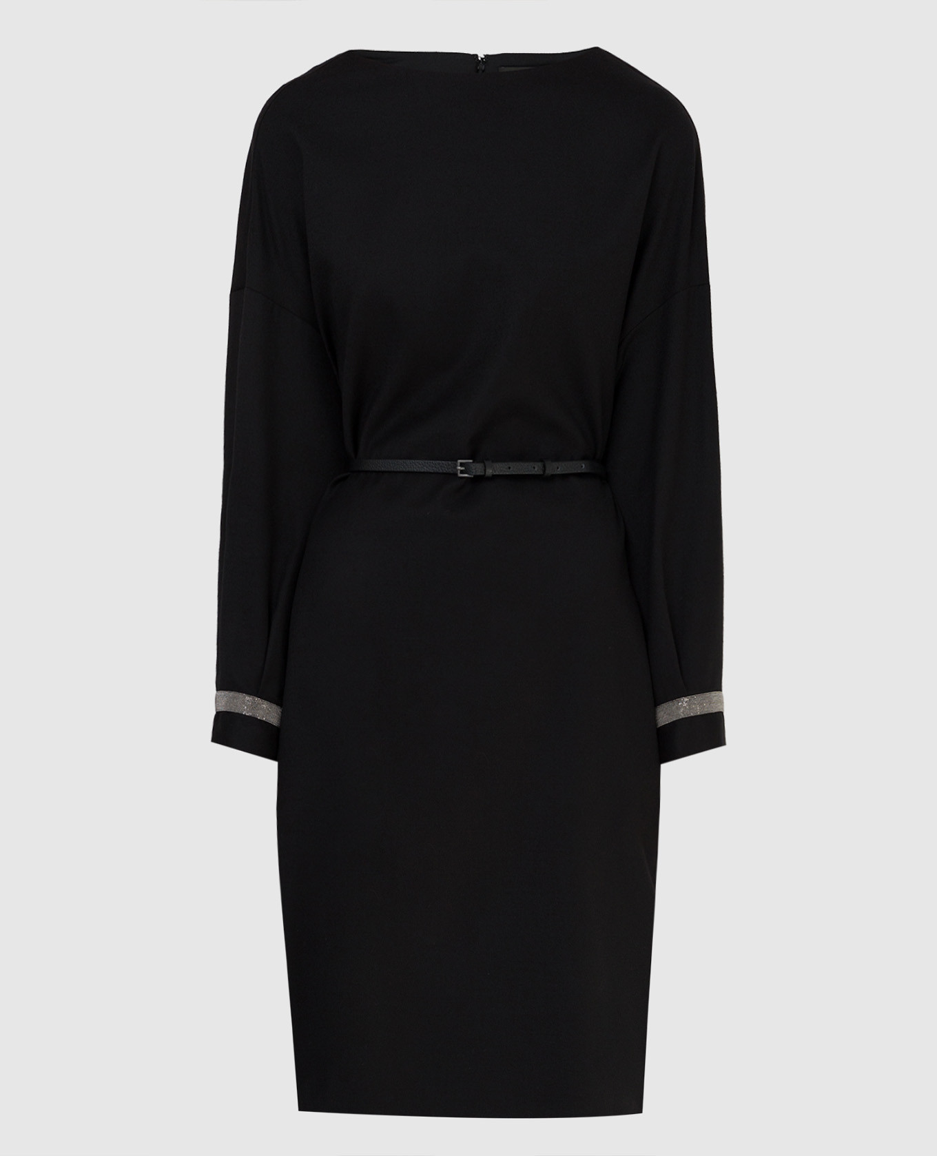 Черное платье-шифт из  шерсти
