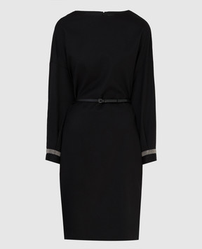 Fabiana Filippi Черное платье-шифт из  шерсти ABD221B743