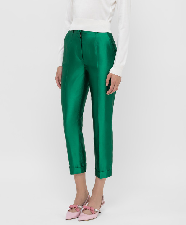 Dolce&Gabbana Зеленые брюки из шелка FTBDATFU1L5 изображение 3