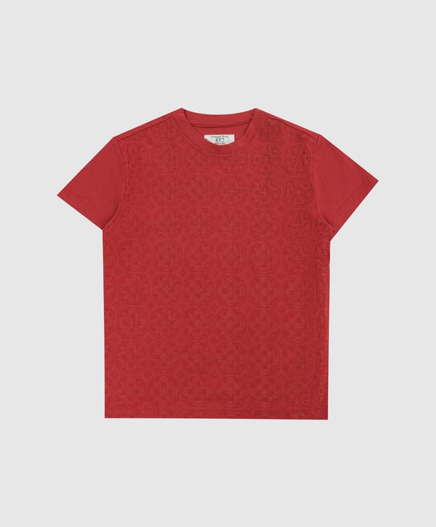 Stefano Ricci Детская красная футболка в принт YNH6S40010803