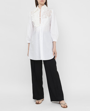 Ermanno Scervino Белая блуза с кружевными вставками D382Q762MUP
