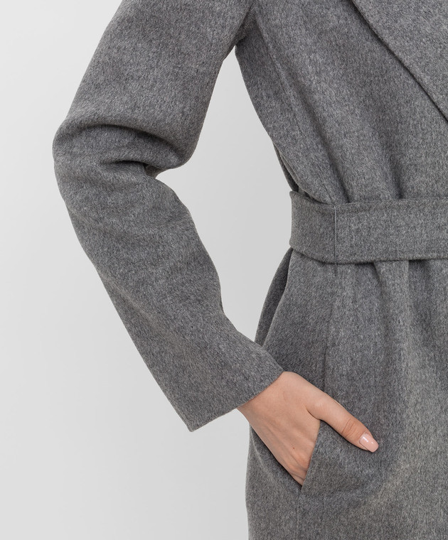 Max Mara Серое пальто Poldo из шерсти POLDO изображение 5