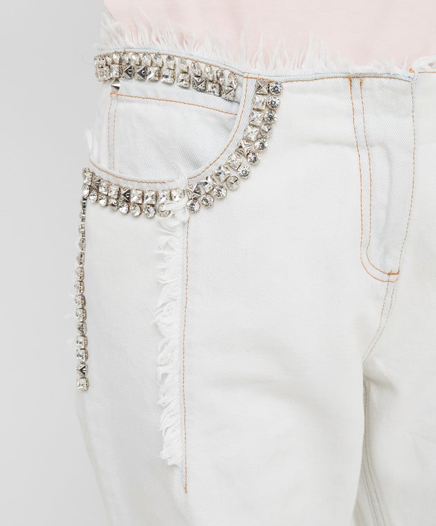 Roberto Cavalli Білі джинси з кристалами CKJ211 зображення 5