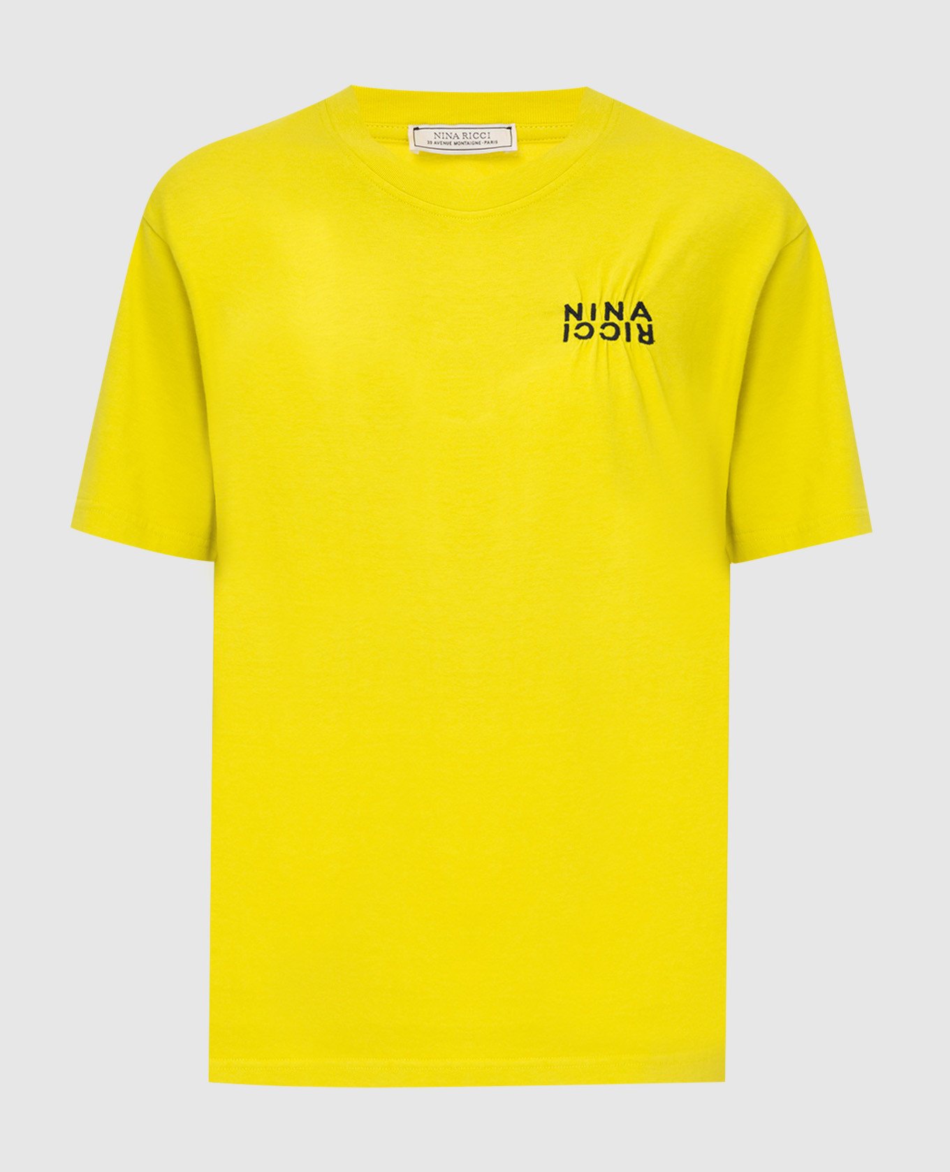 Желтая футболка с вышивкой логотипа NINA RICCI