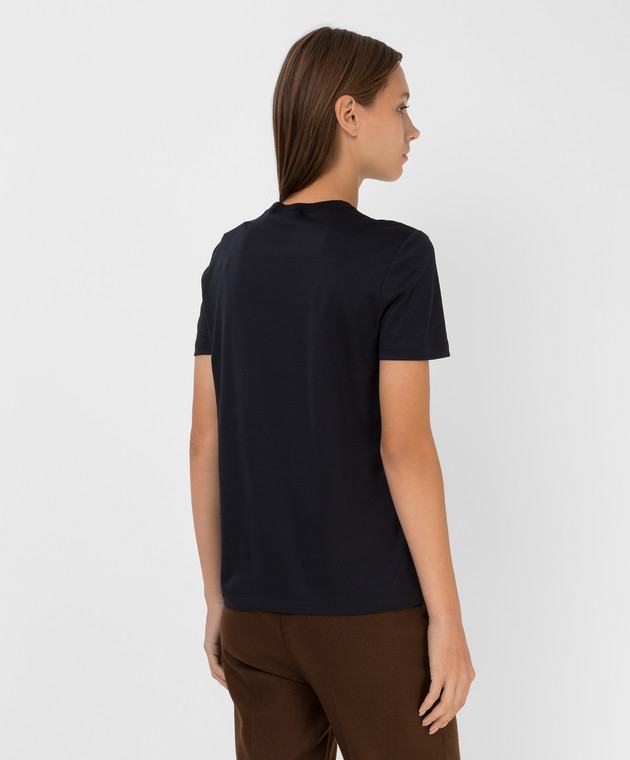 Loro Piana Темно-синяя футболка с вышивкой FAI5069 изображение 4