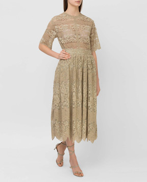 Valentino Бежева спідниця з мережива KB3RA135285
