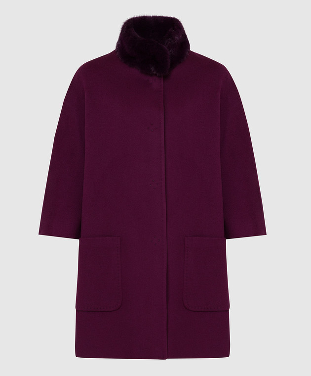 Heresis Фіолетове пальто з вовни з хутром норки M0980VI
