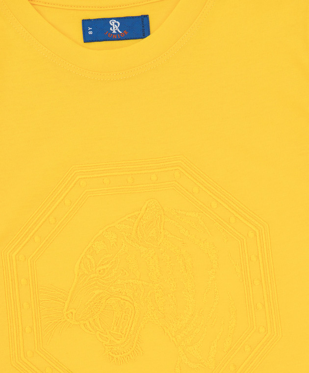 Stefano Ricci Детская желтая футболка с вышивкой YNH8200170803 изображение 3