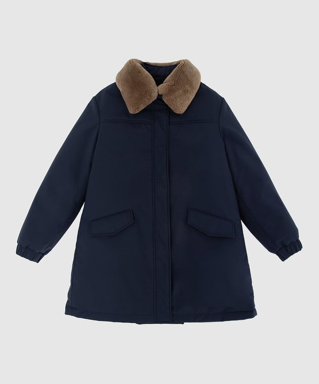 Loro Piana Детская темно-синяя куртка с мехом нутрии F1FAI7568