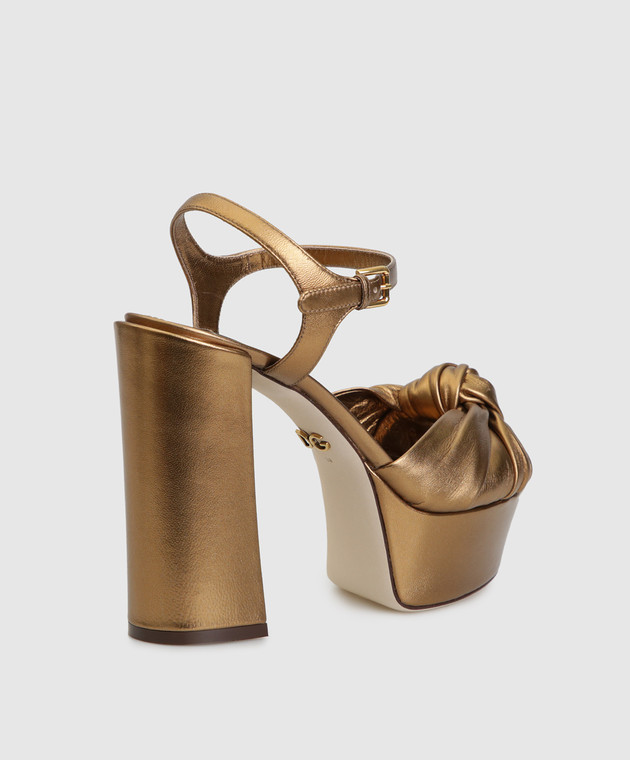 Dolce&Gabbana Золотистые кожаные босоножки	 CR0695A1016 изображение 4