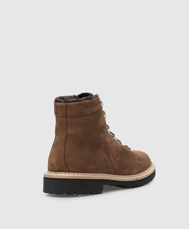 Enrico Mandelli Светло-коричневые замшевые ботинки на меху Z0CORT5217 изображение 4